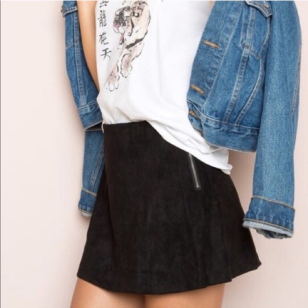 John Galt Suede Cara Skirt (Black)